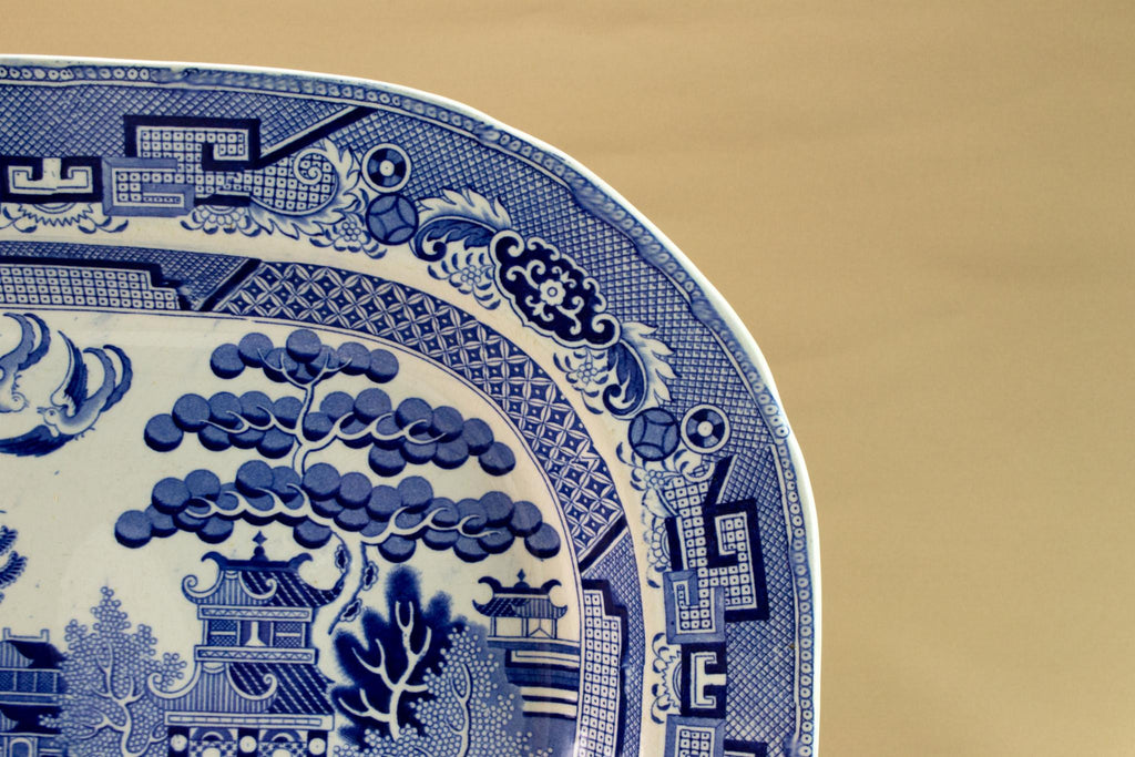 Large blue willow platter, late 19th c