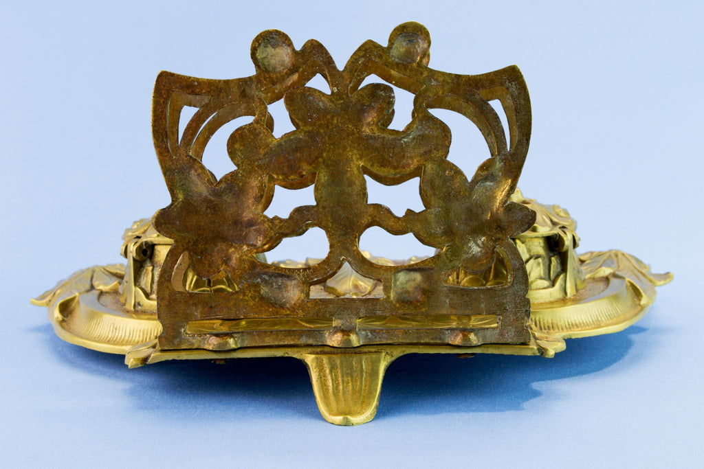 Art Nouveau brass inkwell, circa 1900