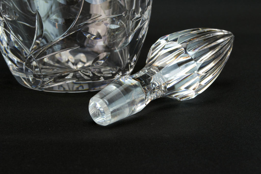 Large cut glass floral decanter