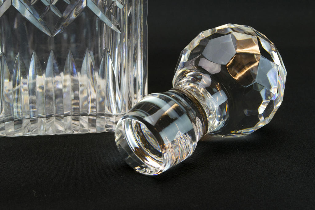 Heavy square whisky decanter, mid 20th C