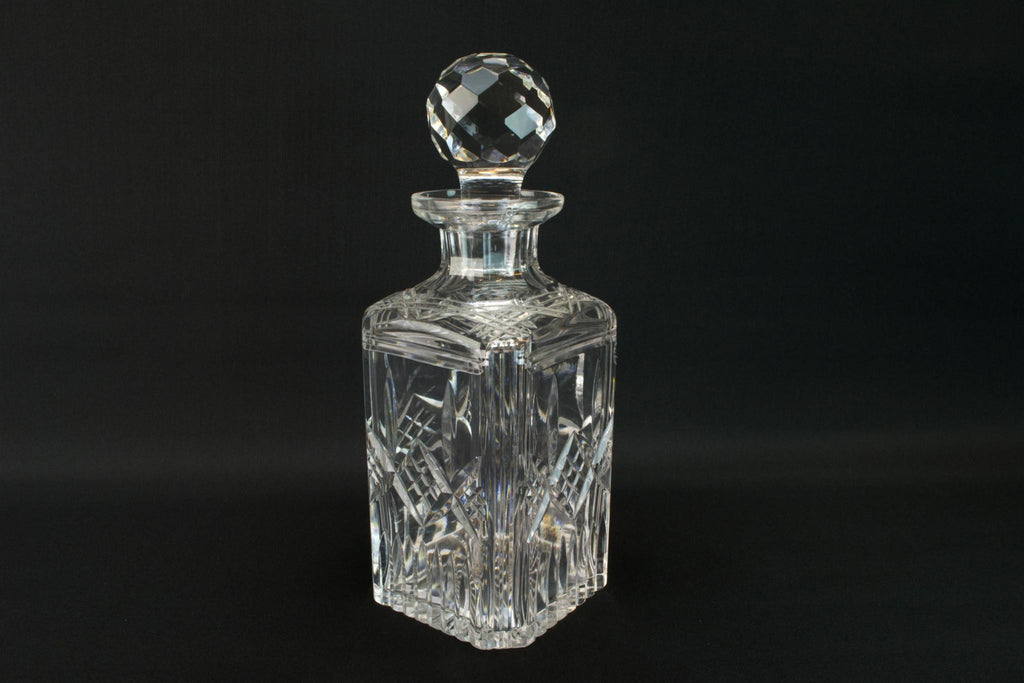 Heavy square whisky decanter, mid 20th C