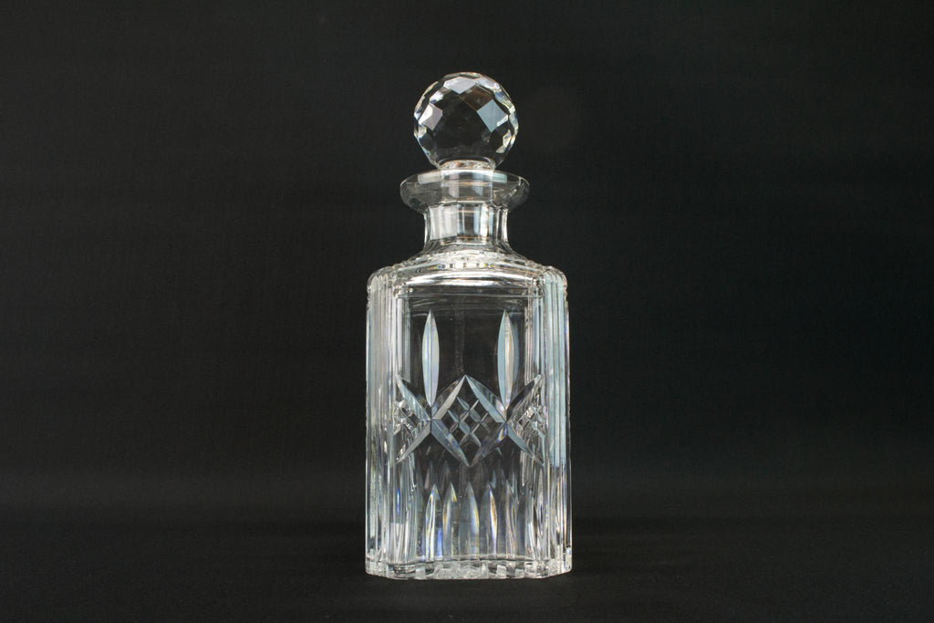Heavy square whisky decanter, mid 20th C