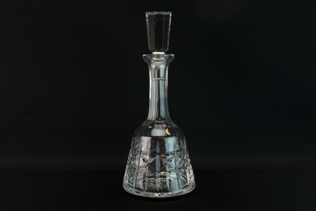 Mallet shaped cut glass decanter
