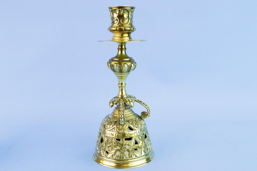 2 brass small medium candlesticks, circa 1900