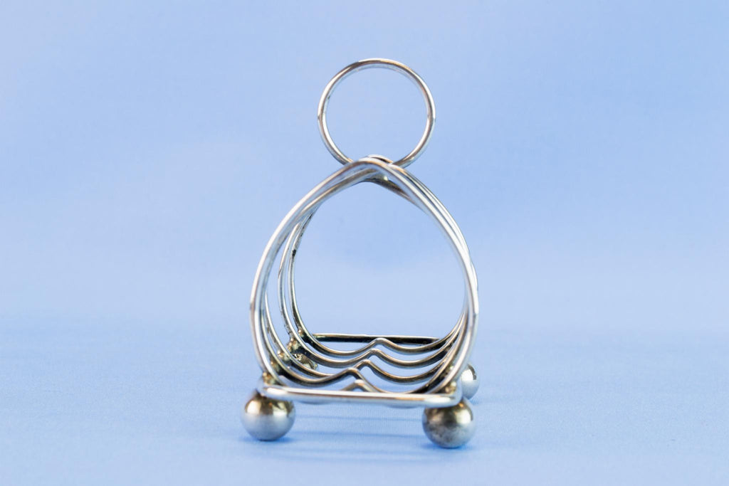 Arts & Crafts sterling silver toast rack, 1914