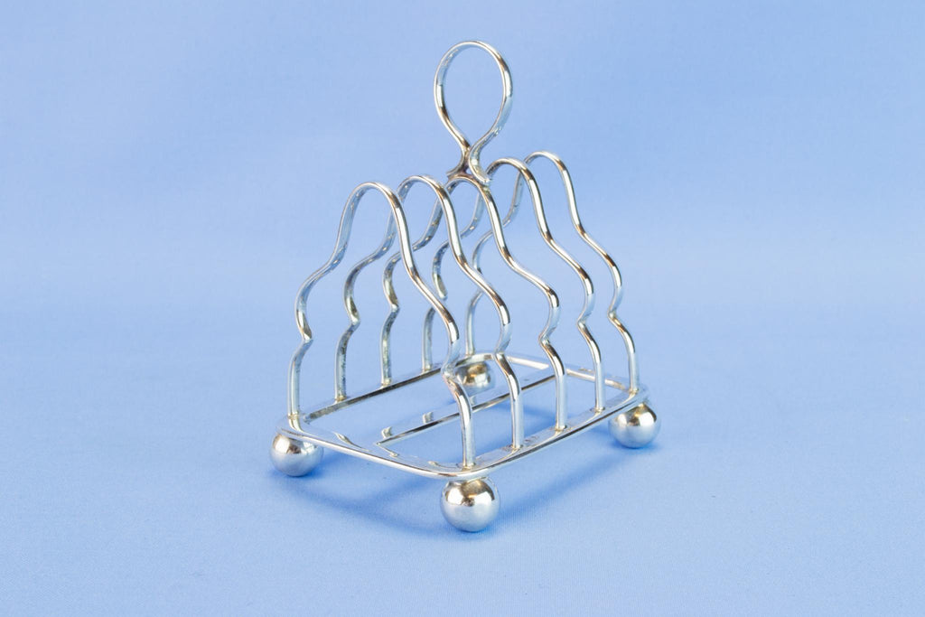 Sterling silver small toast rack, 1909