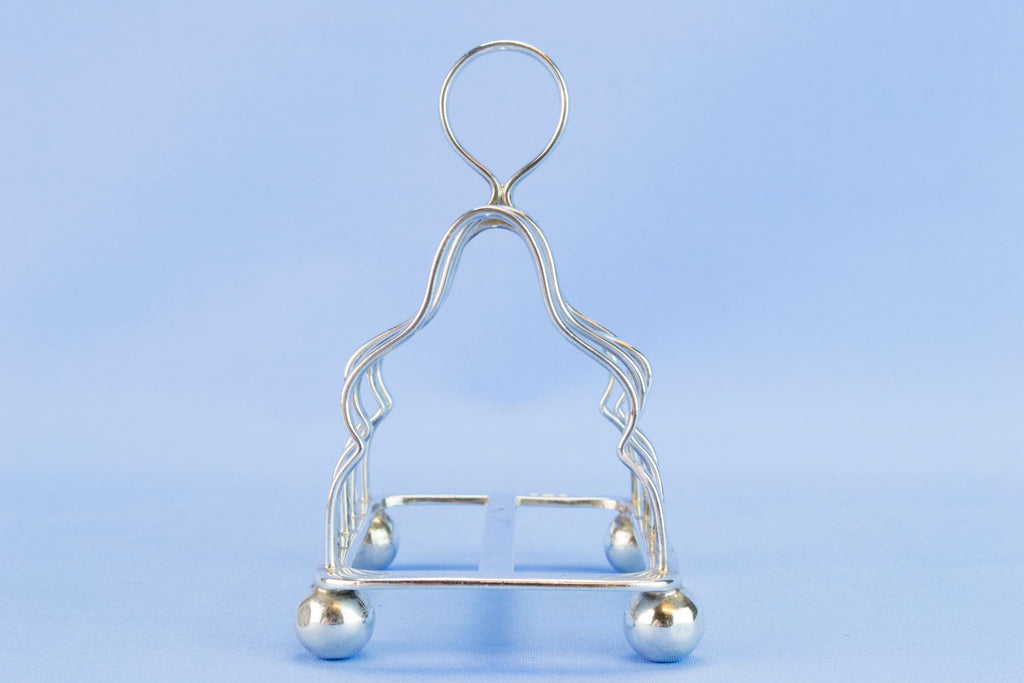 Sterling silver small toast rack, 1909