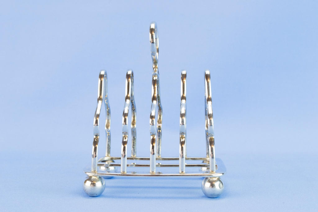 Sterling silver small toast rack, 1909