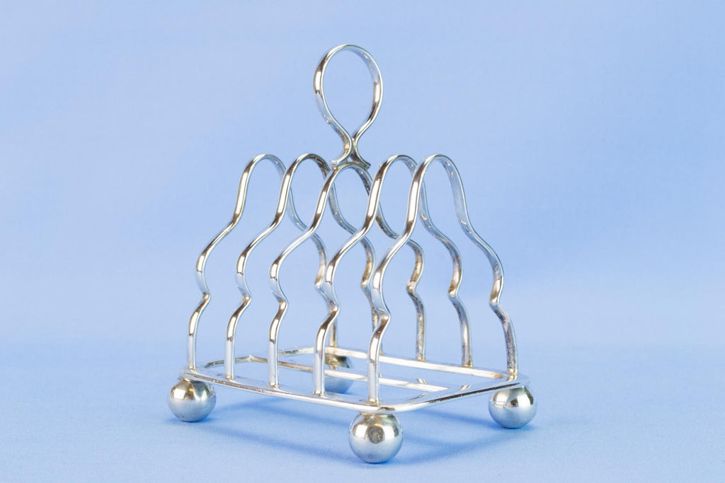 Sterling silver small toast rack, 1909
