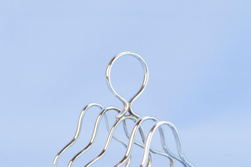 Sterling silver small toast rack, 1909