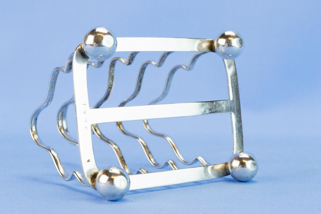 Sterling silver small toast rack, 1909