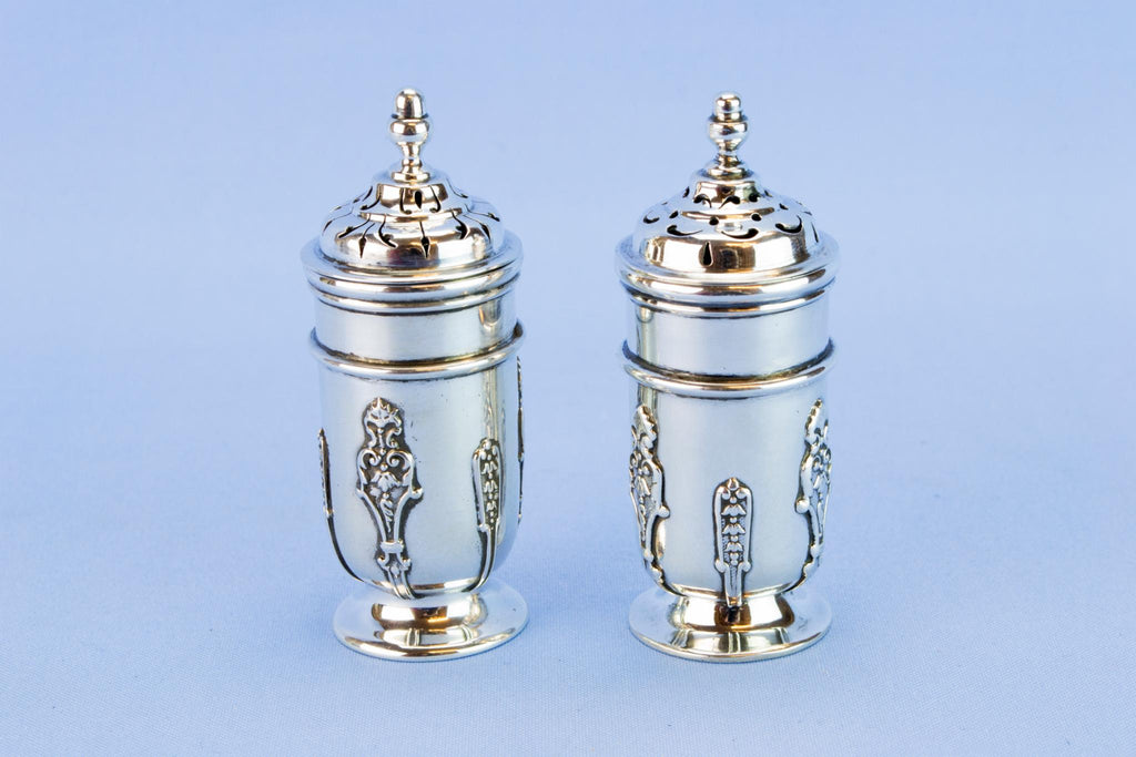 Art Nouveau sterling silver salt and pepper set, 1909