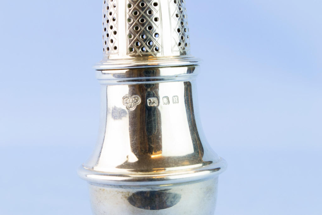 Sterling Silver pepper shaker, English 1928