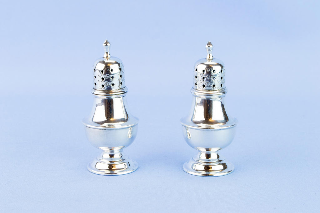 Silver salt and pepper set, English 1898