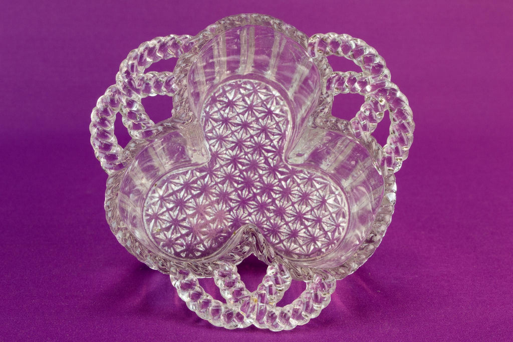Trefoil glass serving bowl, English 1930s