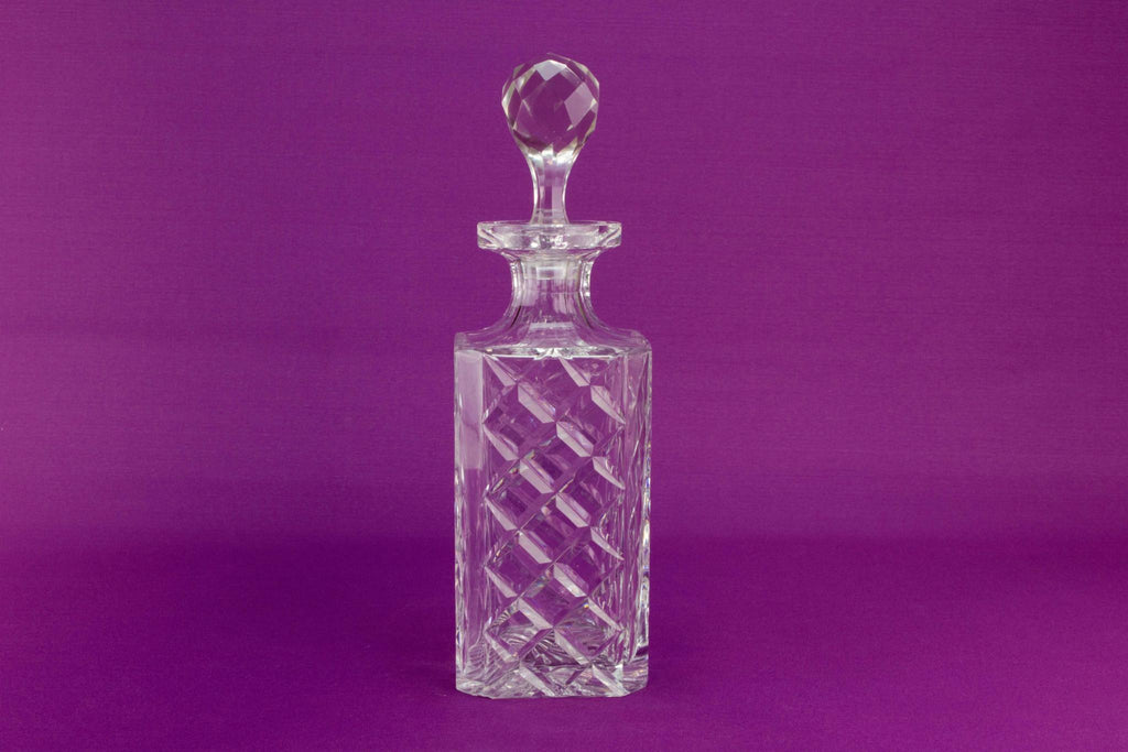 Cut glass square whisky decanter
