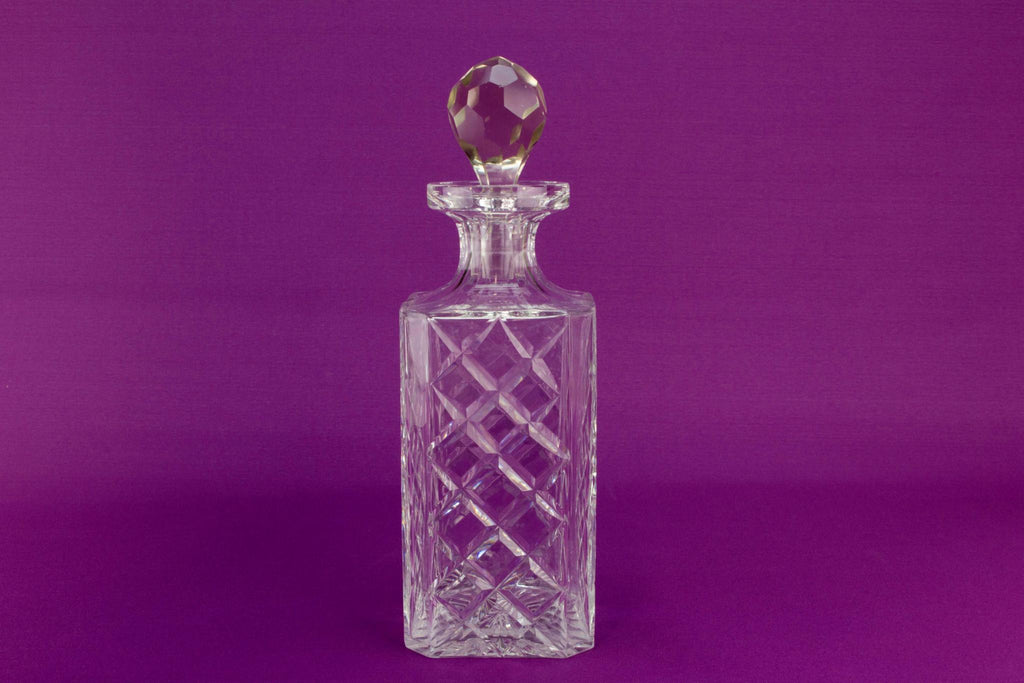 Cut glass square whisky decanter