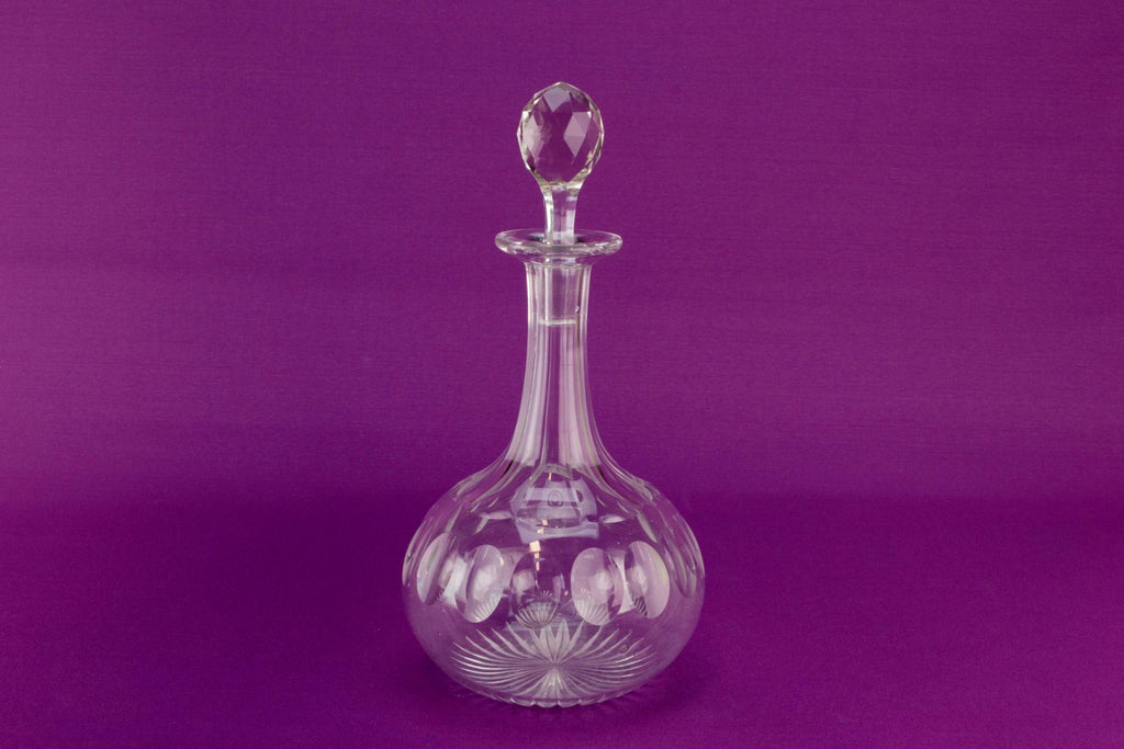 Globular cut glass decanter, circa 1900