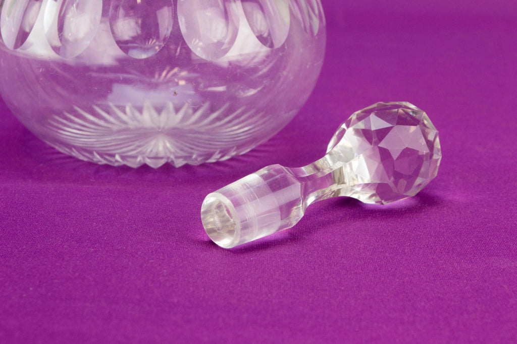 Globular cut glass decanter, circa 1900