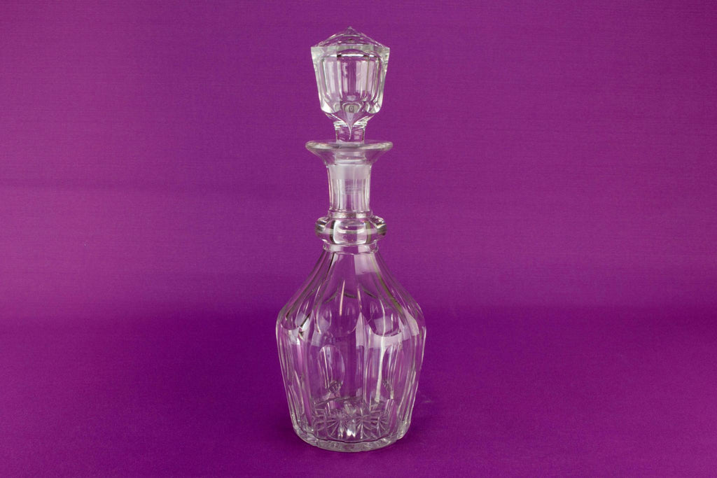 Cut glass barrel decanter, English mid 19th C