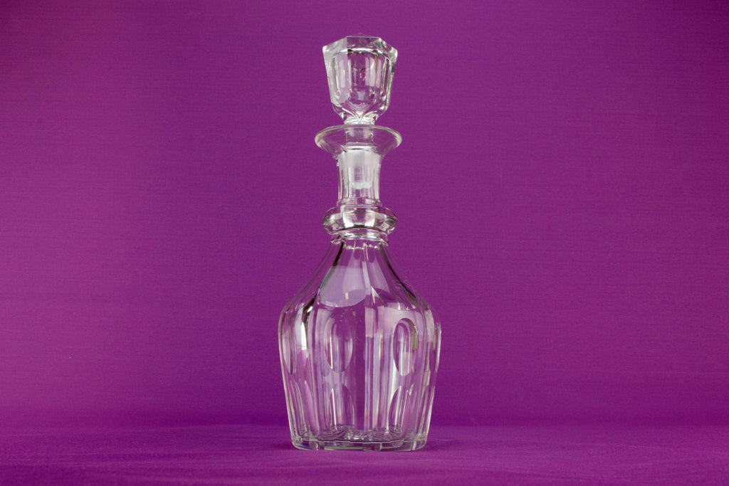 Cut glass barrel decanter, English mid 19th C