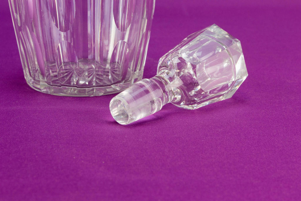 Cut glass barrel decanter, English mid 19th C