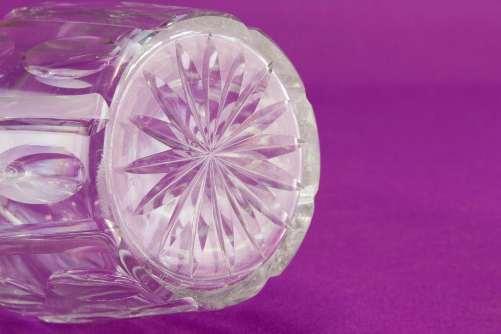 Cut glass barrel decanter, English mid 19th C