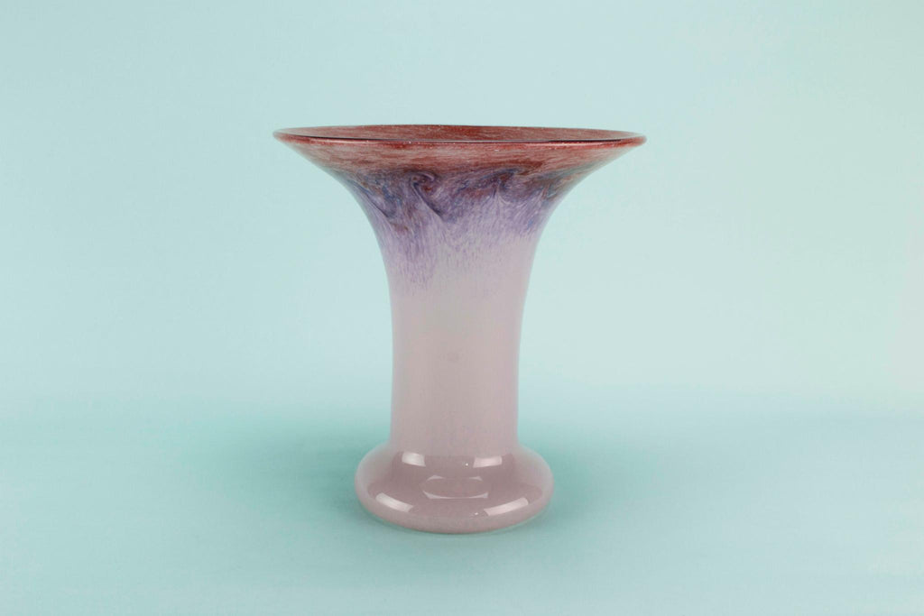 Vasart pink glass vase, 1950s