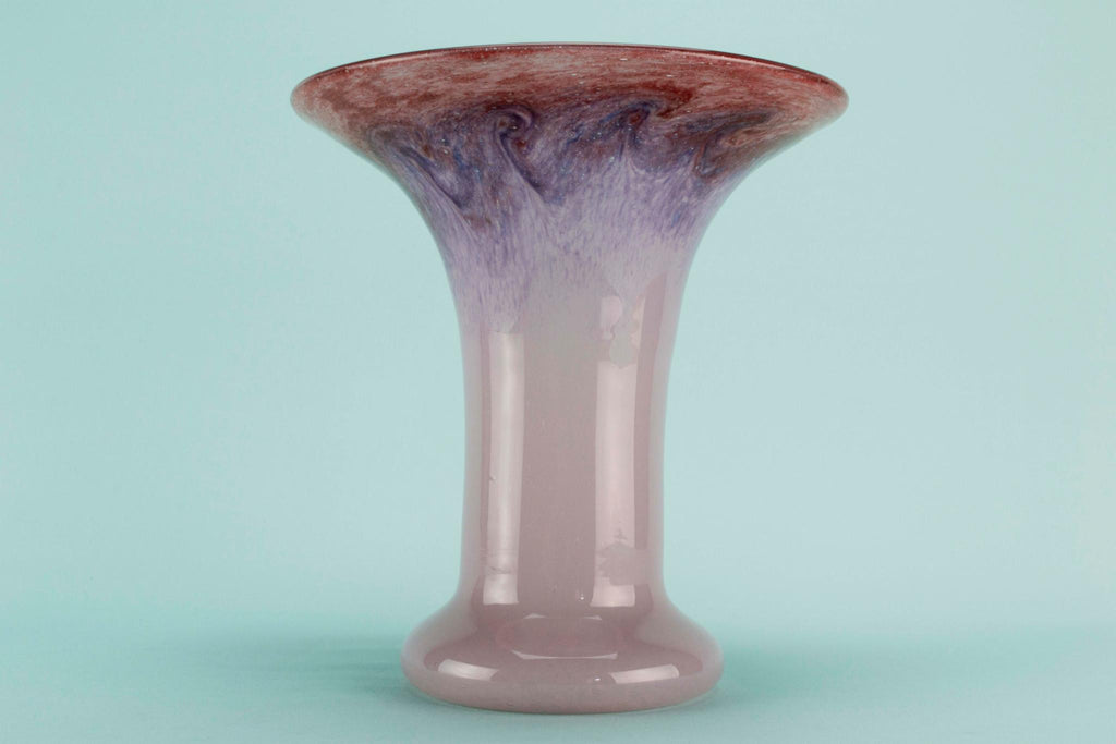 Vasart pink glass vase, 1950s