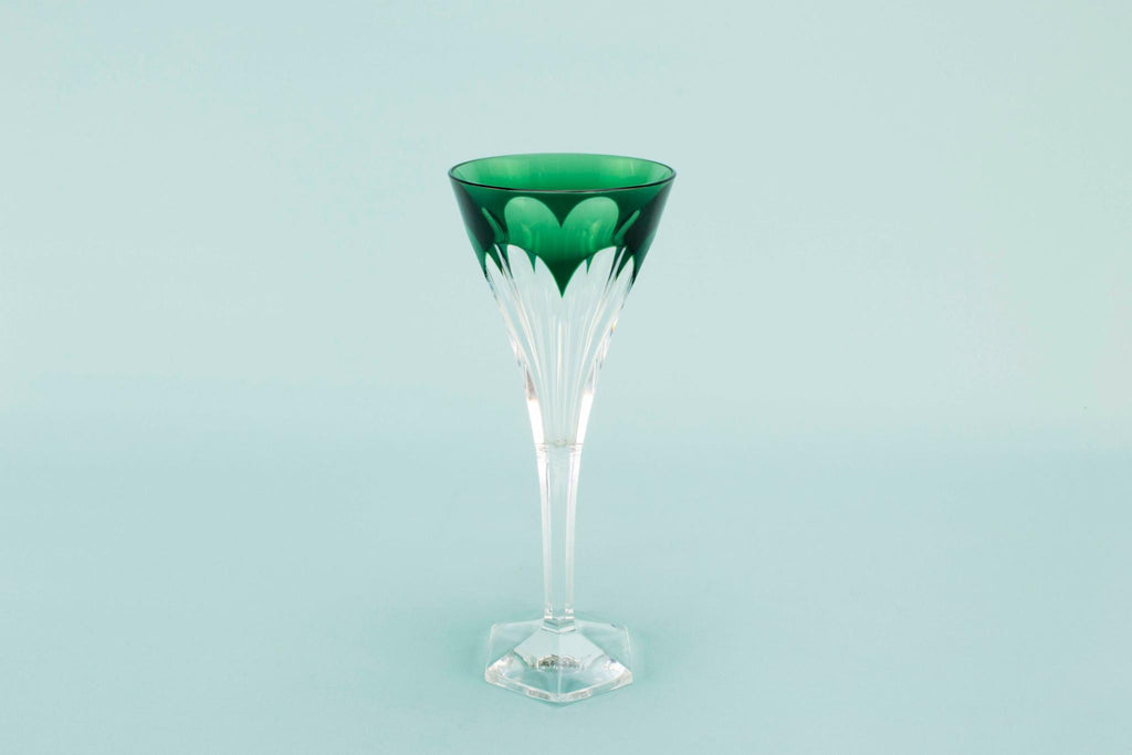 Val St Lambert wine glass, mid 20th c