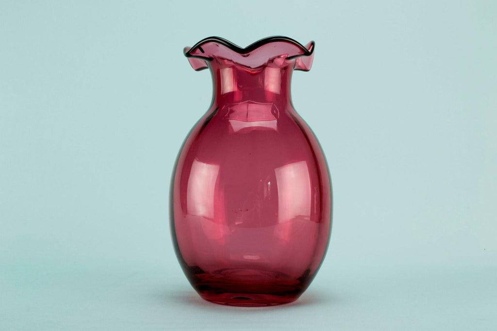 Cranberry glass vase, English 1930s
