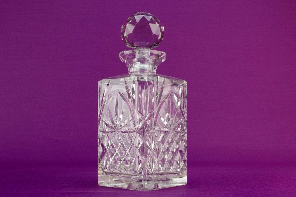 Cut glass square whisky decanter