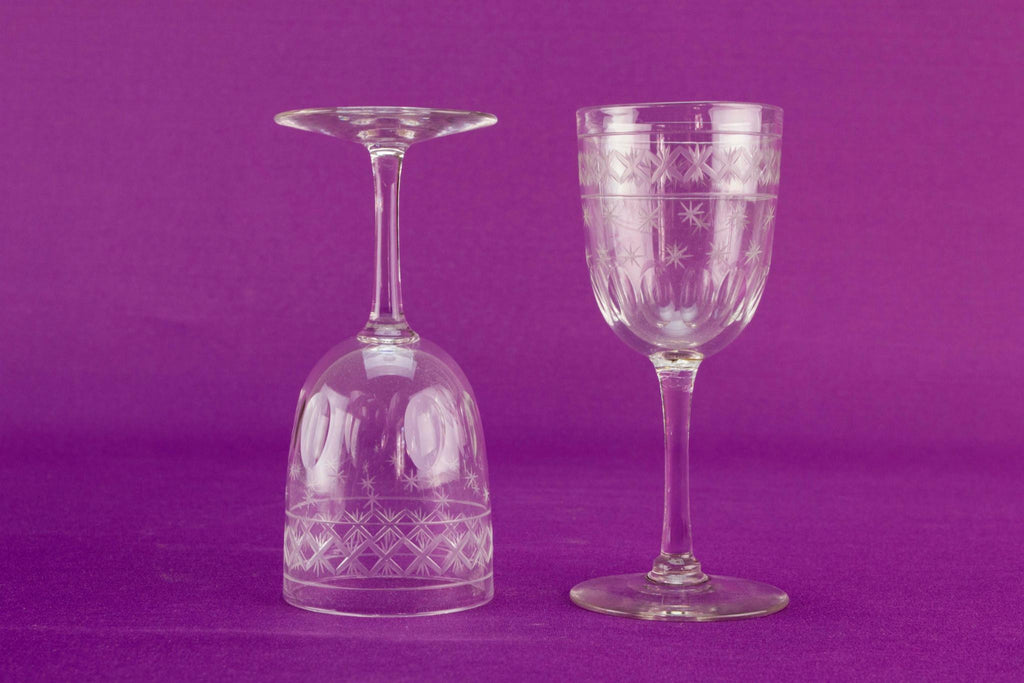2 port or sherry glasses, English 1920s