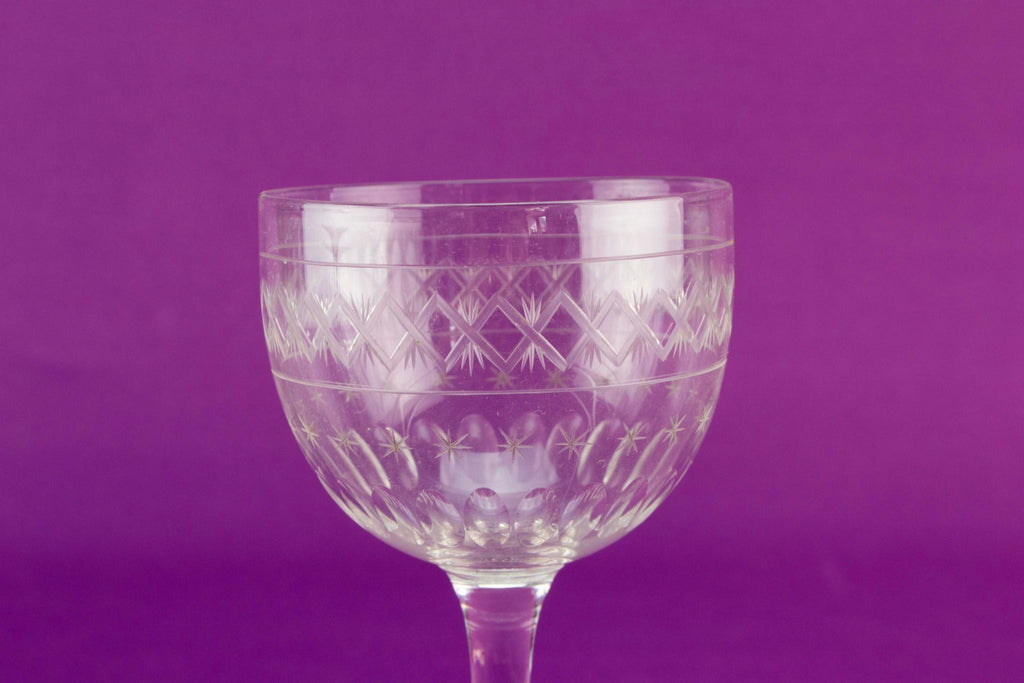 2 dessert wine glasses, English 1920s