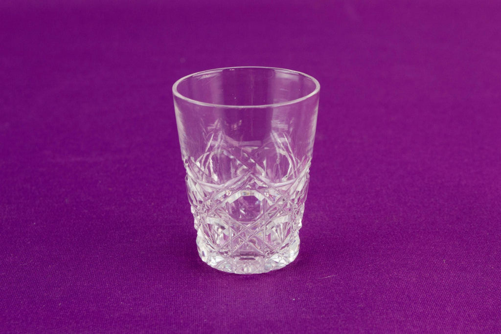 6 cut glass vodka shots, English 1950s