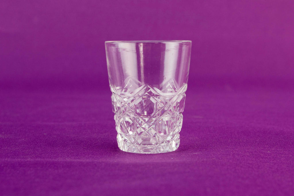 6 cut glass vodka shots, English 1950s