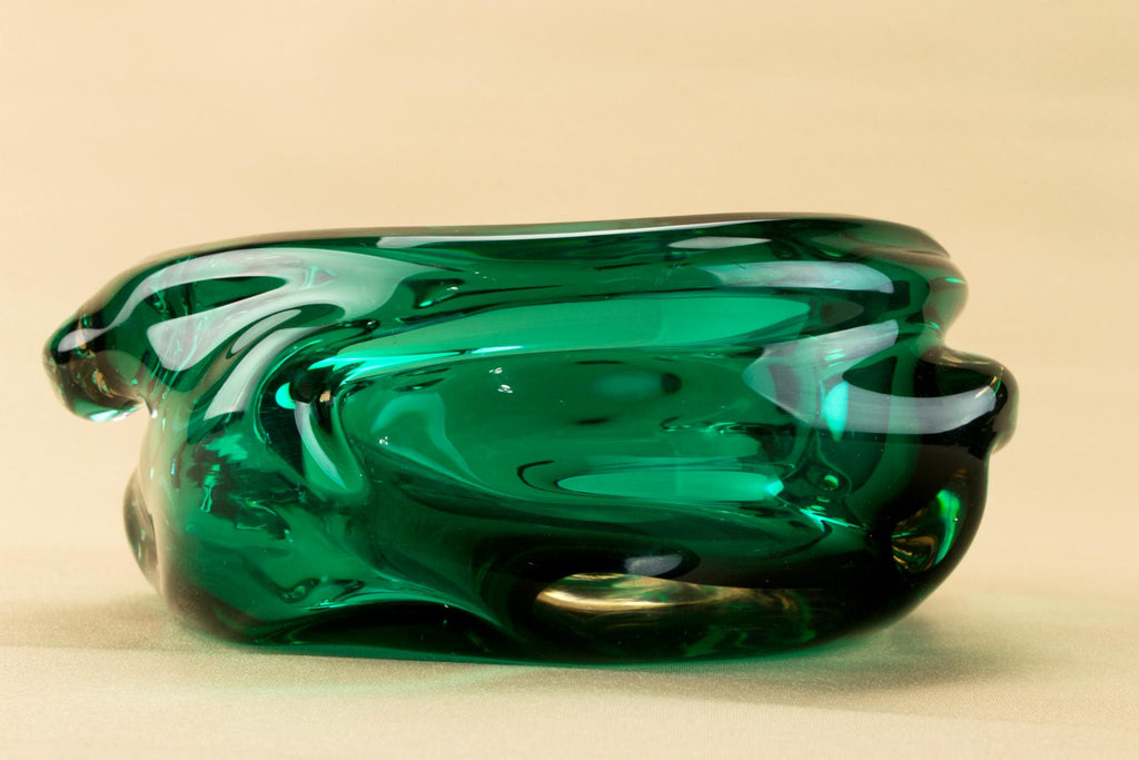 Whitefriars green glass bowl, English 1960s
