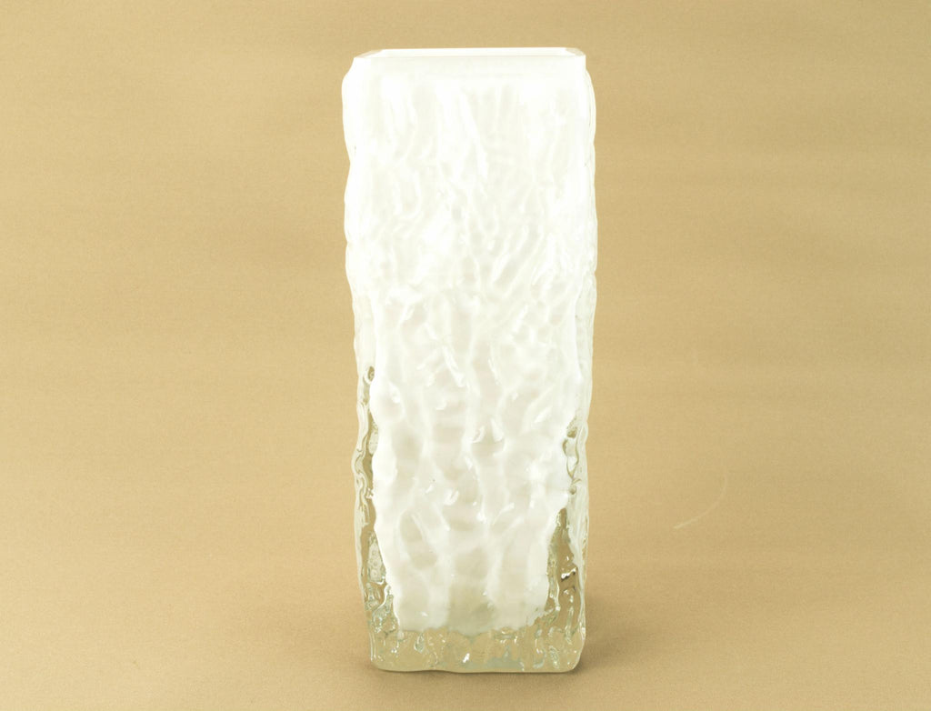 Square white glass vase
