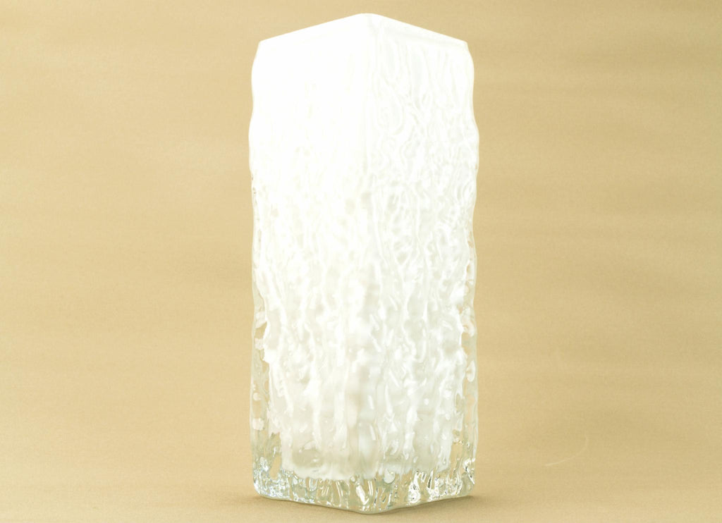 Square white glass vase