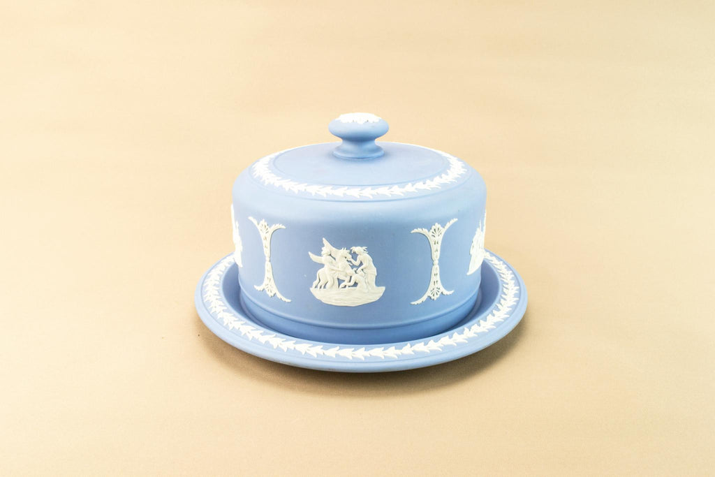 Blue jasperware cheese dish by Wedgwood