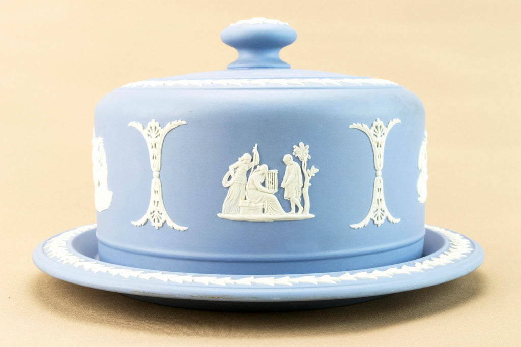 Blue jasperware cheese dish by Wedgwood