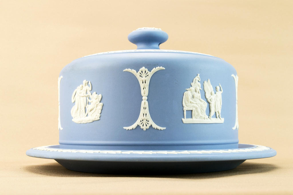 Blue jasperware cheese dish by Wedgwood