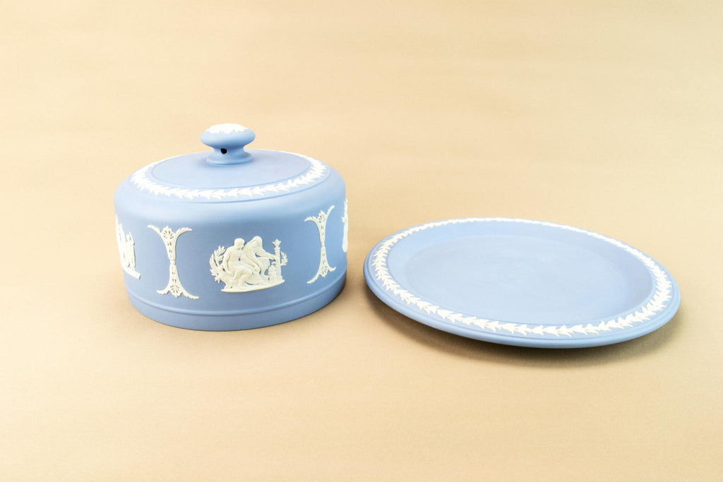 Blue jasperware cheese dish by Wedgwood