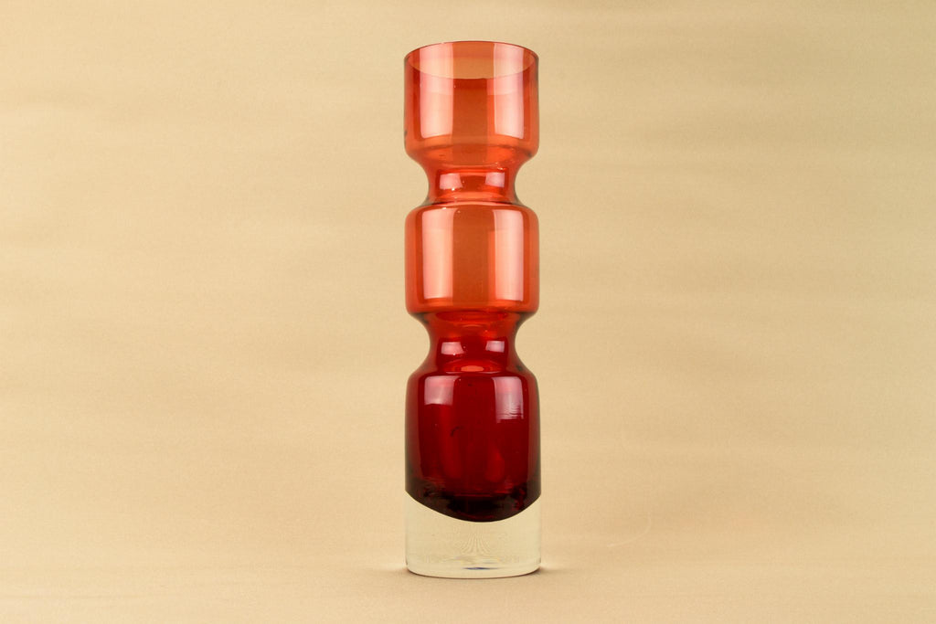 Ruby red glass vase by Aseda, Swedish 1970s