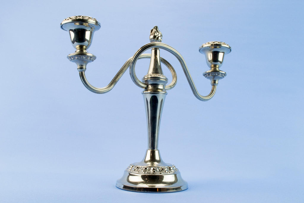 Silver plated small candelabra, English mid 20th century