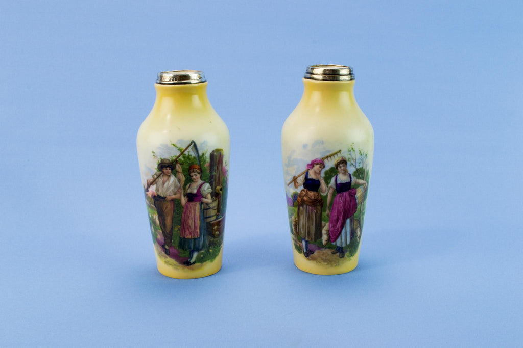 2 small porcelain and silver vases, German 1921