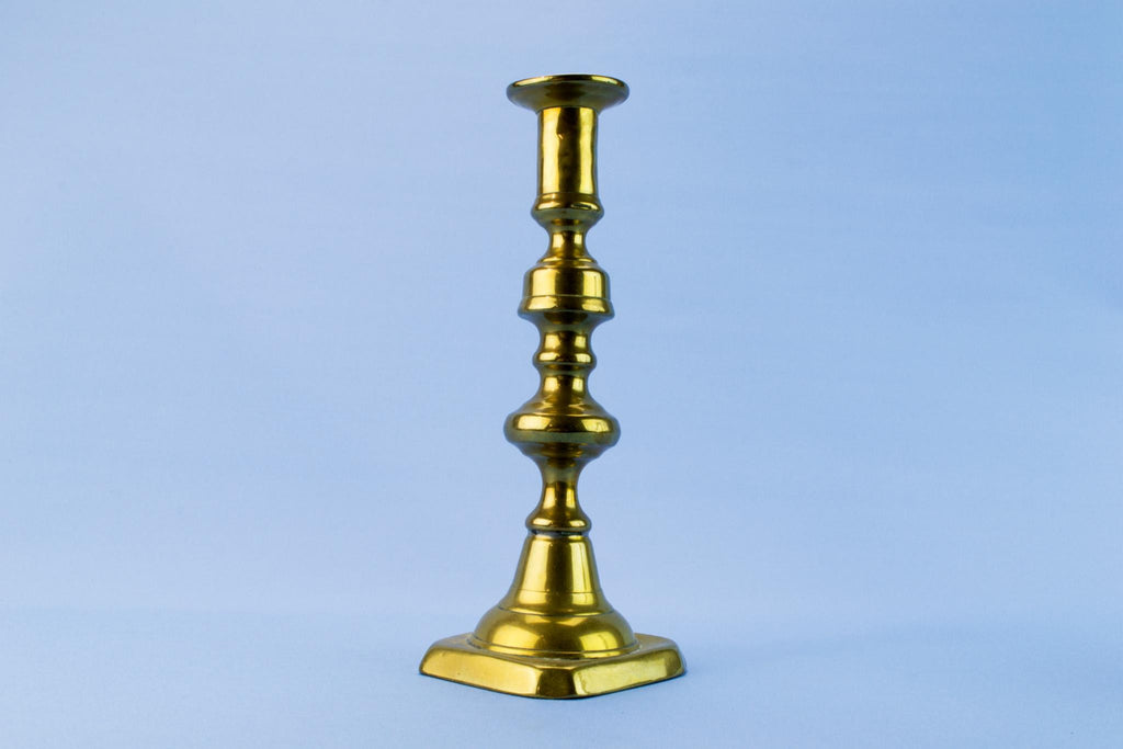 Pair of Rustic Brass Candlesticks, English 19th Century