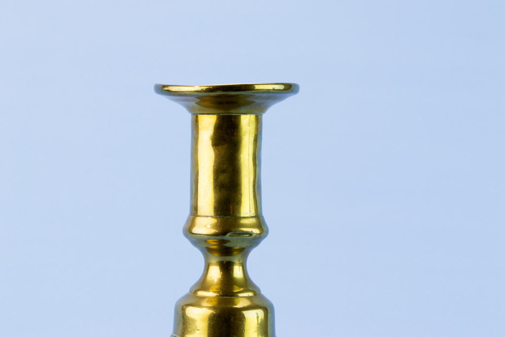 Pair of Rustic Brass Candlesticks, English 19th Century