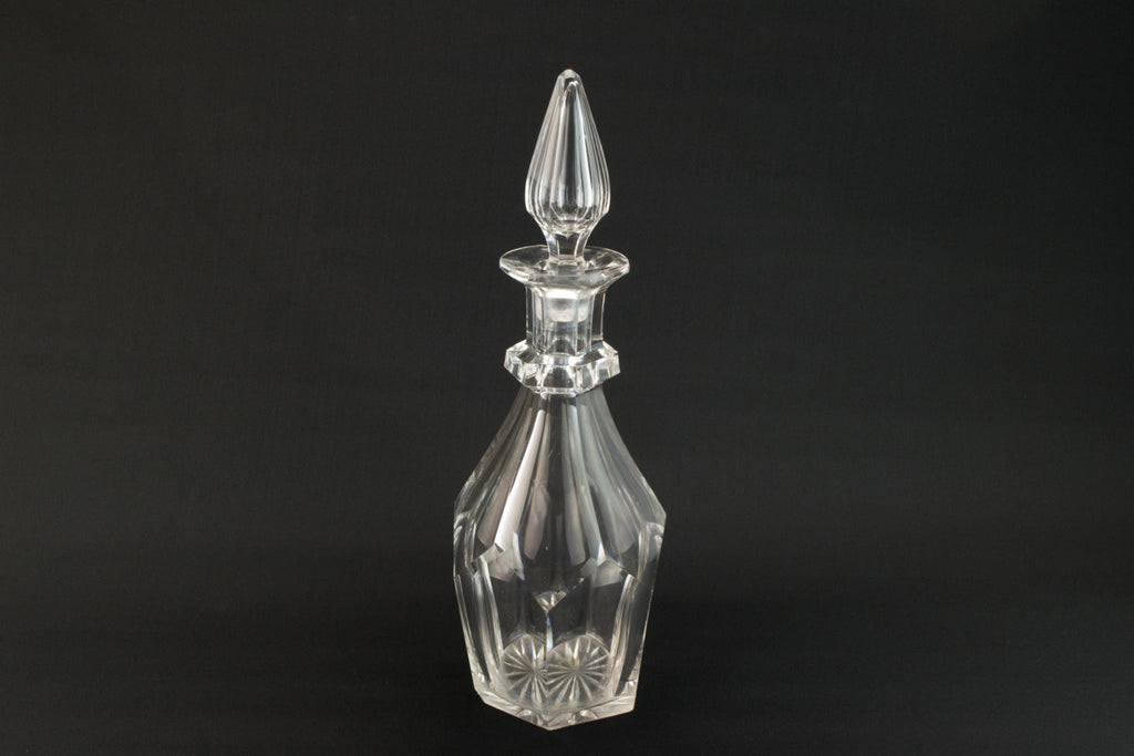 Cut glass panelled decanter, English 19th century