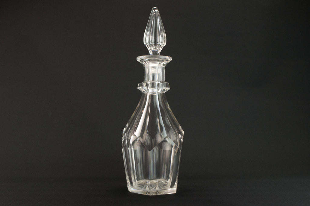 Cut glass panelled decanter, English 19th century